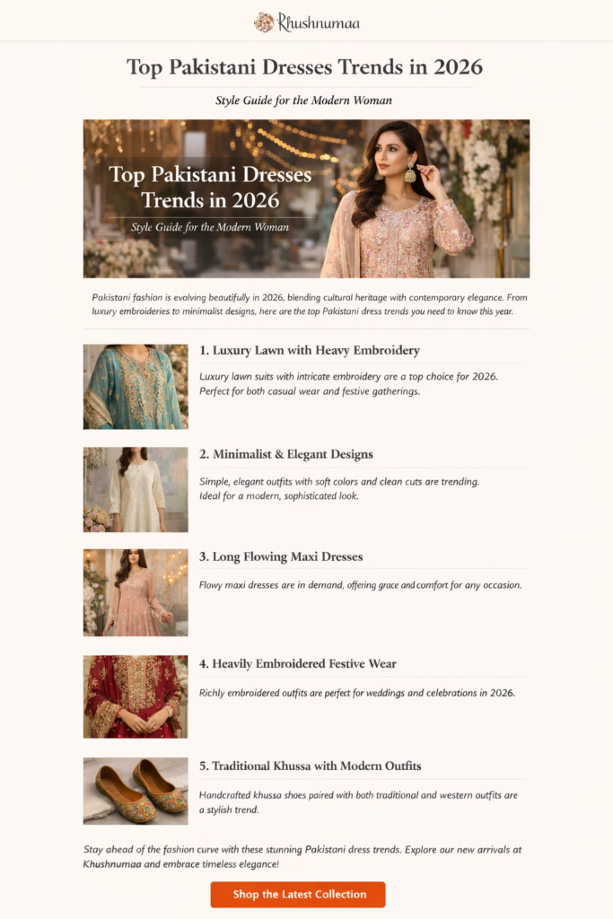 Latest Pakistani fashion styles for women with modern and classic designs