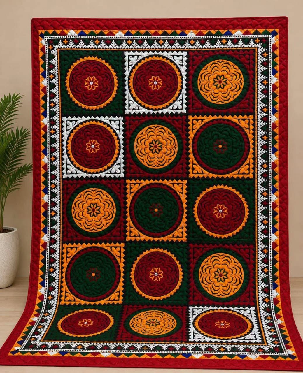 Sindhi Embroidered Single Bed Rilli Print Textile - Image 5